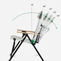 Chaise pliante d'extérieur HISPEED, cadre en aluminium, 4 niveaux réglables, poignée en bois, dossier haut inclinable, idéale pour le parc