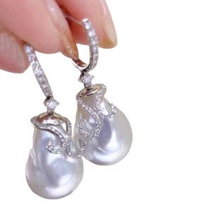 Accessoires en argent S925 pour la création de bijoux, support vide pour perles, boucle d'oreille en argent tendance avec perles rondes de 10 à 15 mm, 21541 - Product Image 5