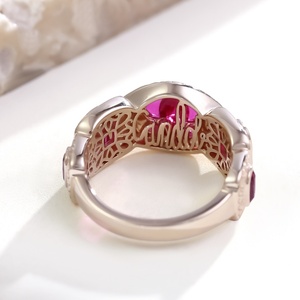 แหวนทับทิมสังเคราะห์ทองคำ 9k 10k 14k 18k ดีไซน์พิเศษ สวยหรู ราคาถูกที่สุด สำหรับผู้หญิง ของขวัญวันครบรอบ - Product Image 3