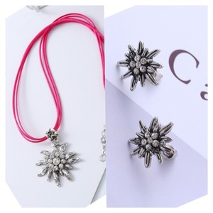 Vente en gros - Collier et boucles d'oreilles avec pendentif en forme de cœur Edelweiss pour femmes - <span class=keywords><strong>Bijoux</strong></span> vintage bavarois pour le festival d'Oktoberfest - Product Image 6