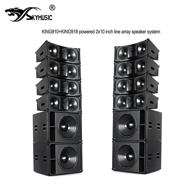 KING910 Double 10 Inches Powered Line Array, Active DSP Dual 10 Inch Active Line Array Speakers