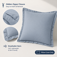 Housse de coussin carrée respirante à volants avec fermeture éclair dissimulée, couleur et taille personnalisables
