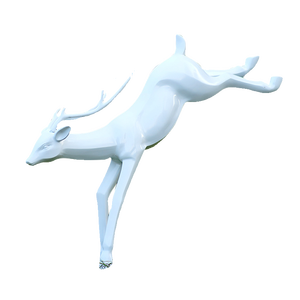 Sculpture en fibre de verre de cerf blanc, motif animal sautant, pour aménagement paysager extérieur, décoration de parcs et places publiques - Product Image 6
