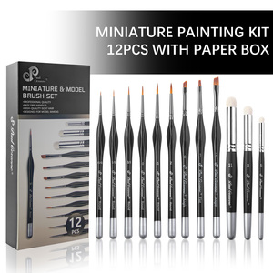 Kit de Pintura Acrílica Profesional en Miniatura <span class=keywords><strong>Paul</strong></span> Cezanne, 12 Pinceles de Detalle con Mango de Madera Negra y Pelo de Nailon - Product Image 1