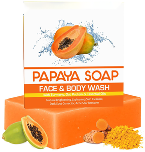 Jabón <span class=keywords><strong>de</strong></span> Papaya Natural Orgánico, Jabón Vegano Hecho a Mano en Barra <span class=keywords><strong>para</strong></span> Rostro y Cuerpo, Hidratante, Blanqueador e Iluminador <span class=keywords><strong>de</strong></span> <span class=keywords><strong>la</strong></span> Piel, en Forma Sólida - Product Image 1