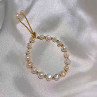 Bracelet tendance et sexy pour femme, avec perles baroques naturelles d'eau douce, plaqué or 24 carats, idéal pour un anniversaire ou une fiançailles