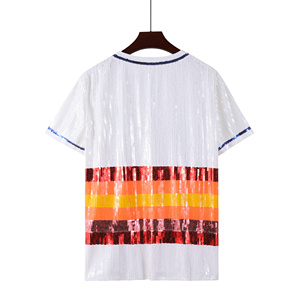 Magliette con Paillettes Blu Houston per il Giorno della Partita, T-Shirt Personalizzate con Paillettes per Squadre di Football, Cardigan con Cerniera - Product Image 5