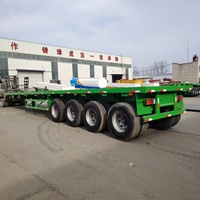 Semi-remorque à plateau plat 40T 60 tonnes 12R22.5 pour le transport de conteneurs de 20 pieds/40 pieds, prix d'usine, 3 essieux, 4 essieux, 40 pieds, 45 pieds