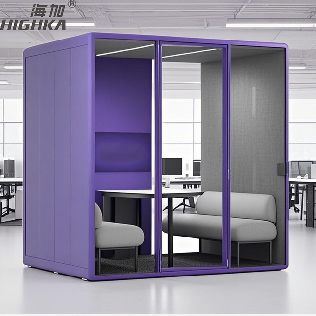 Large sound proof modular indoor outdoor multi-person office glass meeting pod booth acoustic office pods
