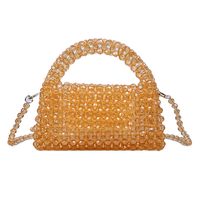 Marke benutzer definierte hand gewebte massive Metall kette Umhängetasche tragbare Flip Slung Mini Dinner Perlen Tasche Hand gewebte Tasche