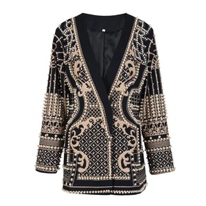 <span class=keywords><strong>Blazer</strong></span> 2026 con Cuello en V, Manga Larga, Cintura Ajustada, Perlas Elegantes, Chaqueta de Longitud Media, Corte Entallado, Trajes Sexys para <span class=keywords><strong>Mujer</strong></span> - Product Image 6