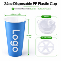 Gobelets à café jetables en PP de 90 mm de diamètre, 24 oz, avec couvercle, ensemble combo, marque personnalisée, vendus en ligne