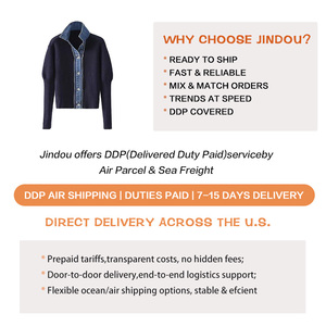 <span class=keywords><strong>Cardigan</strong></span> Casual da Donna in Maglia <span class=keywords><strong>Blu</strong></span> <span class=keywords><strong>Scuro</strong></span>, Spesso Cotone/Denim, Collo Rovesciato, Bottoni Frontali, Stile Coreano - Product Image 3