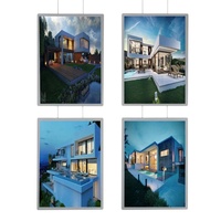 Cadre photo lumineux LED en acrylique A3 A4 de haute qualité pour affichage publicitaire de bien immobilier, poster suspendu pour fenêtre