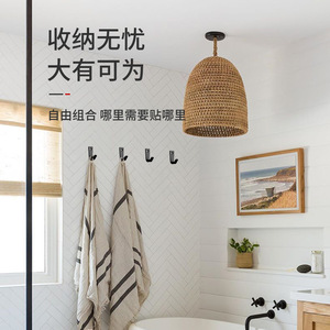 Porte-manteau mural en acier inoxydable à trou unique et crochet de suspension, moderne, détachable, pour salle de bain et cuisine - Product Image 1