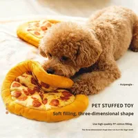 Jouet en peluche pour animaux de compagnie en forme de pizza en gros - Remplissage en coton PP doux, buzzer intégré, jouet à mâcher interactif 3D sûr, papier crépitant