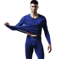 Benutzer definierte Herren Super Cosy Skinny Long Johns Set Rundhals ausschnitt Warmer, ultra weicher, einfarbiger, dünner Thermo-Unterwäsche-Herren pyjama