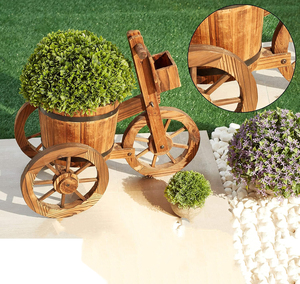Panier en <span class=keywords><strong>bois</strong></span> rétro naturel Pot de fleurs créatif Pot de plantes support décoration de <span class=keywords><strong>jardin</strong></span> brouette planteur <span class=keywords><strong>jardin</strong></span> <span class=keywords><strong>bois</strong></span> - Product Image 3