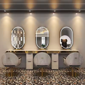 Espejo de Planchado Multifuncional de Lujo Moderno, Espejo de Pared de Metal para Peluquería, Espejo de Pie para Salón de Belleza con Luz Interna para Hoteles - Product Image 5