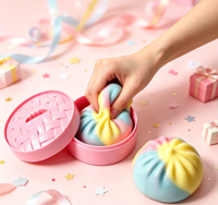 Boîte Mystère Surprise : Jouet Squishy Fbuff Crackle en forme de Boulette Alimentaire, Doux à Presser, Sensoriel Anti-stress, Cadeau