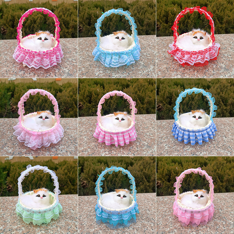 Эмуляция плюшевая корзина для кошек, поделки со звуком, детские игрушки-животные, домашние украшения, праздничные подарки