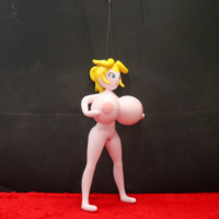 Poupée gonflable personnalisée en PVC, modèle fille aux cheveux jaunes et aux gros seins, durable pour adultes et fans
