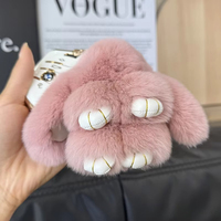 Aksesoris Tas Gantungan Kelinci Palsu Bulu Kelinci Rex Asli, Gantungan Kunci Kelinci Lucu, Boneka Plush, Perhiasan