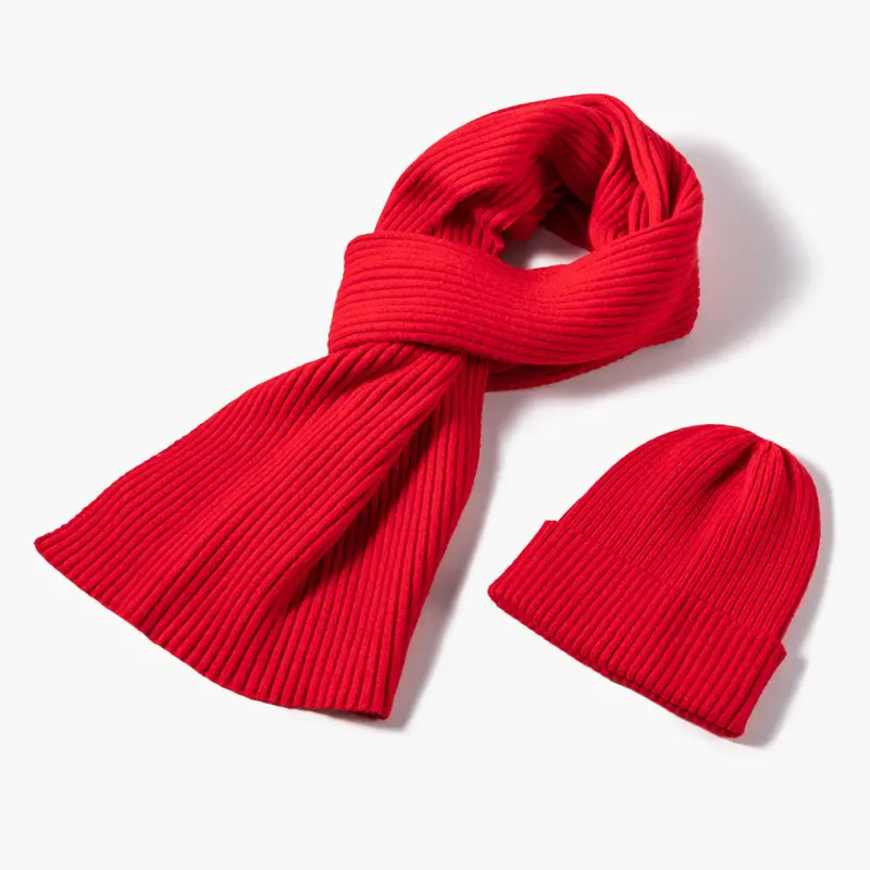 Herbst Winter gestrickter Hut für Herren Damen weiche warme Wollmützen für Damen gestrickter Hut Schal-Sets