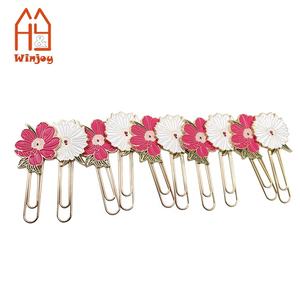 Graffette in metallo carine a forma di fiore personalizzate Clip di carta durevole segnalibro 50MM <span class=keywords><strong>L</strong></span> grandi dimensioni Slip in smaltato artigianale - Product Image 5