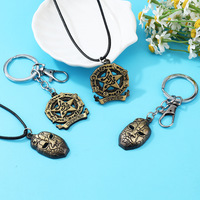 Collier vintage en acier inoxydable et porte-clés rétro, inspirés de l'animation JOJO's Wonderful Adventure Stone Ghost Face Shore Dew