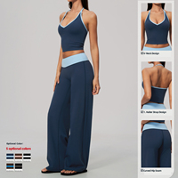 Ensemble de yoga 2 pièces personnalisé pour femme, doux comme du beurre, color block, tenue de fitness et de détente, écologique, col licou, vêtements de sport
