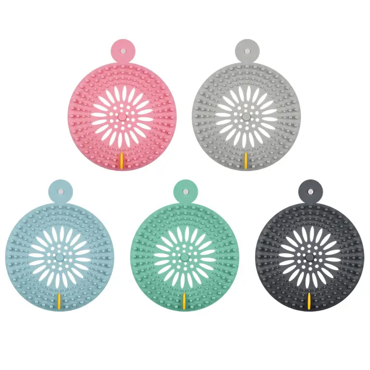 Bathroom Kitchen Round Hair Catcher Durable Silicone Hair Stopper Shower Drain Covers Easy to Install and Clean Suit