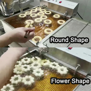 Máquina comercial semiautomática para hacer donas de flores, de acero inoxidable, con temperatura ajustable y certificación CE. - Product Image 6