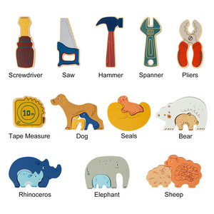 Puzzle éducatif en bois Montessori, blocs portables pour bébés et tout-petits (1-2,5 ans), panneaux de correspondance des formes, 50 pièces - Product Image 3