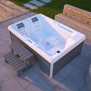 Nueva cascada de masaje al aire libre Spa piscina cuadrada bañera de hidromasaje con LED precio de fábrica Jacuzzier función 3 personas - Product Image 1