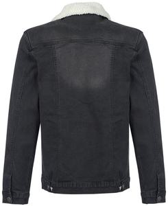 Chaqueta vaquera negra con adornos de forro polar para hombre, chaqueta vaquera, Sherpa, jeanJackets - Product Image 6