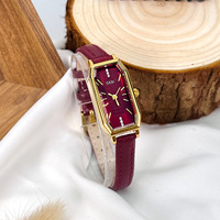 Montre Femme GEDI de Haute Qualité, Nouveau Design Tendance, Bracelet en Cuir Rouge, Niche Haut de Gamme, Étanche à Quartz