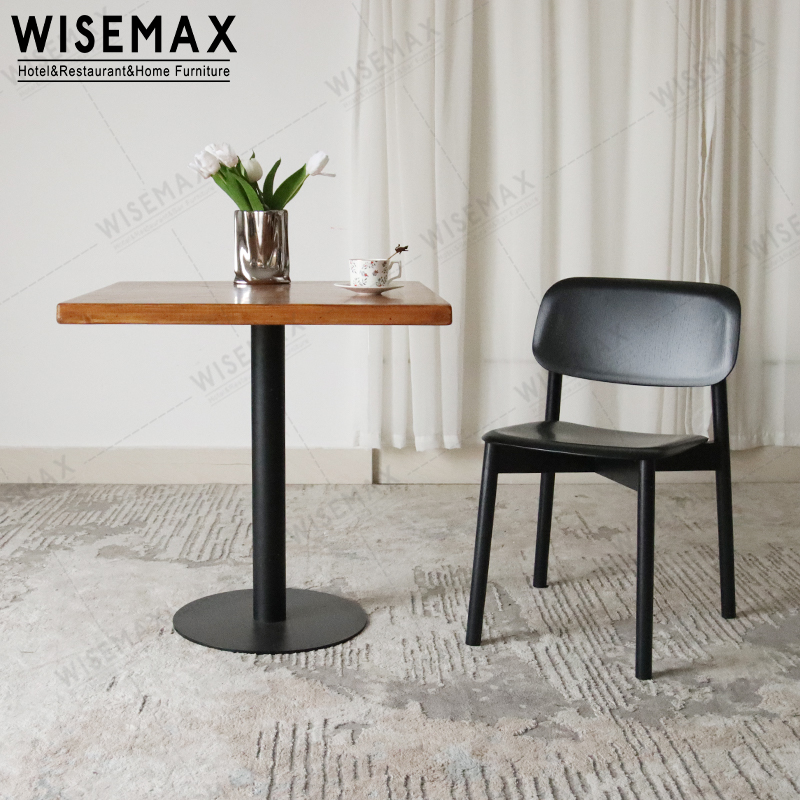 WISEMAX мебель, современная мебель для столовой, черный цвет, цельный деревянный каркас, фанерное сиденье и спинка для дома, обеденный стул