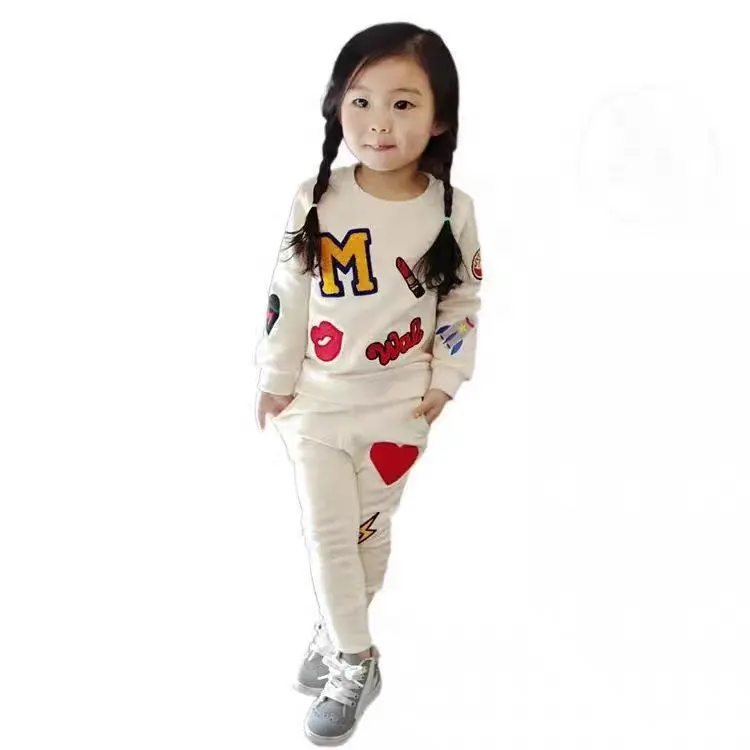 Autumn Winter Custom Tracksuits Boutique Two Piece Hoodies Sweat Suits Kids Girls Clothing Sets 6-7years