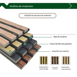 Panneau acoustique décoratif d'intérieur avec lattes en bois, en polyester imperméable et résistant à l'humidité - Product Image 2