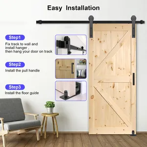 5 Ft Sliding Box Rail Barn Door Hardware Bypass Track Kit