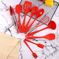 12 pièces en 1 ensemble accessoires de cuisine en Silicone outils de cuisine ensembles d'ustensiles de cuisine en Silicone avec poignées en bois