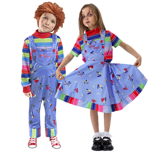 Costume Chucky Femme Pour Halloween - Déguisement Poupée Tueuse Effrayant, Haut Rayé Et Combinaison Jean (tailles S à XL)