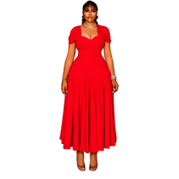 Robe mi-longue plissée à col rond pour femme avec encolure en cœur et robe de soirée/danse coupe trapèze, logo personnalisé, grande taille
