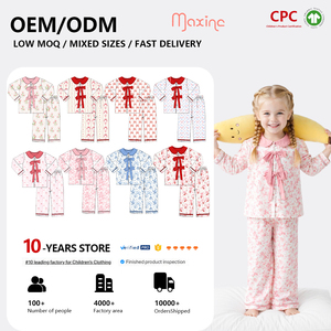 Set di <span class=keywords><strong>Abbigliamento</strong></span> per Bambine, Produzione OEM, Pigiami Invernali Coordinati per Famiglia, Stampa Floreale, Vestiti da Notte per Bambini - Product Image 1