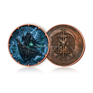 <span class=keywords><strong>Série</strong></span> Grim Reaper, pièce de collection ronde en cuivre de 1 once, motif UV, bateau fantôme, cyberpunk, trône de l'enfer, gothique - Product Image 5