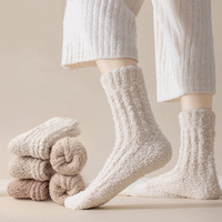 Vente en gros de pantoufles épaisses, chaudes et confortables pour la maison Chaussettes moelleuses pour femmes Chaussettes floues personnalisées