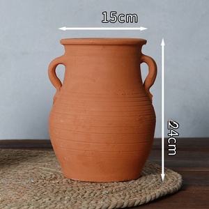 Grand pot de jardin rond en terre cuite avec poignées - Product Image 6