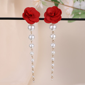 Pendientes Largos con Perlas y Flores Coloridas para Joyería Africana, Venta al por Mayor NX204213 - Product Image 4