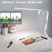 Lampe de bureau LED à double éclairage, style industriel minimaliste, en aluminium, commande tactile électrique, lumière blanche chaude, moderne, pour la protection des yeux